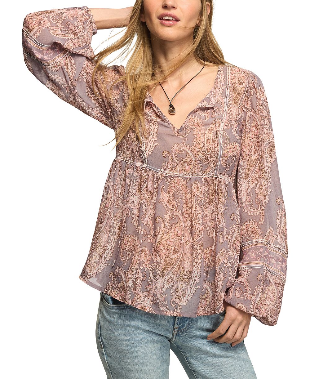 Женский топ Lucky Brand Paisley Print Mix Long-Sleeve