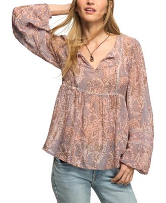 Женский топ Lucky Brand Paisley Print Mix Long-Sleeve