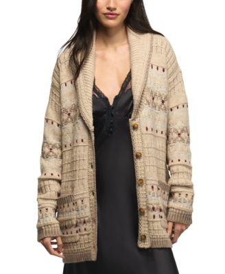 Lucky Brand Women's Shawl-Collar Fair Isle Cardigan Sweater