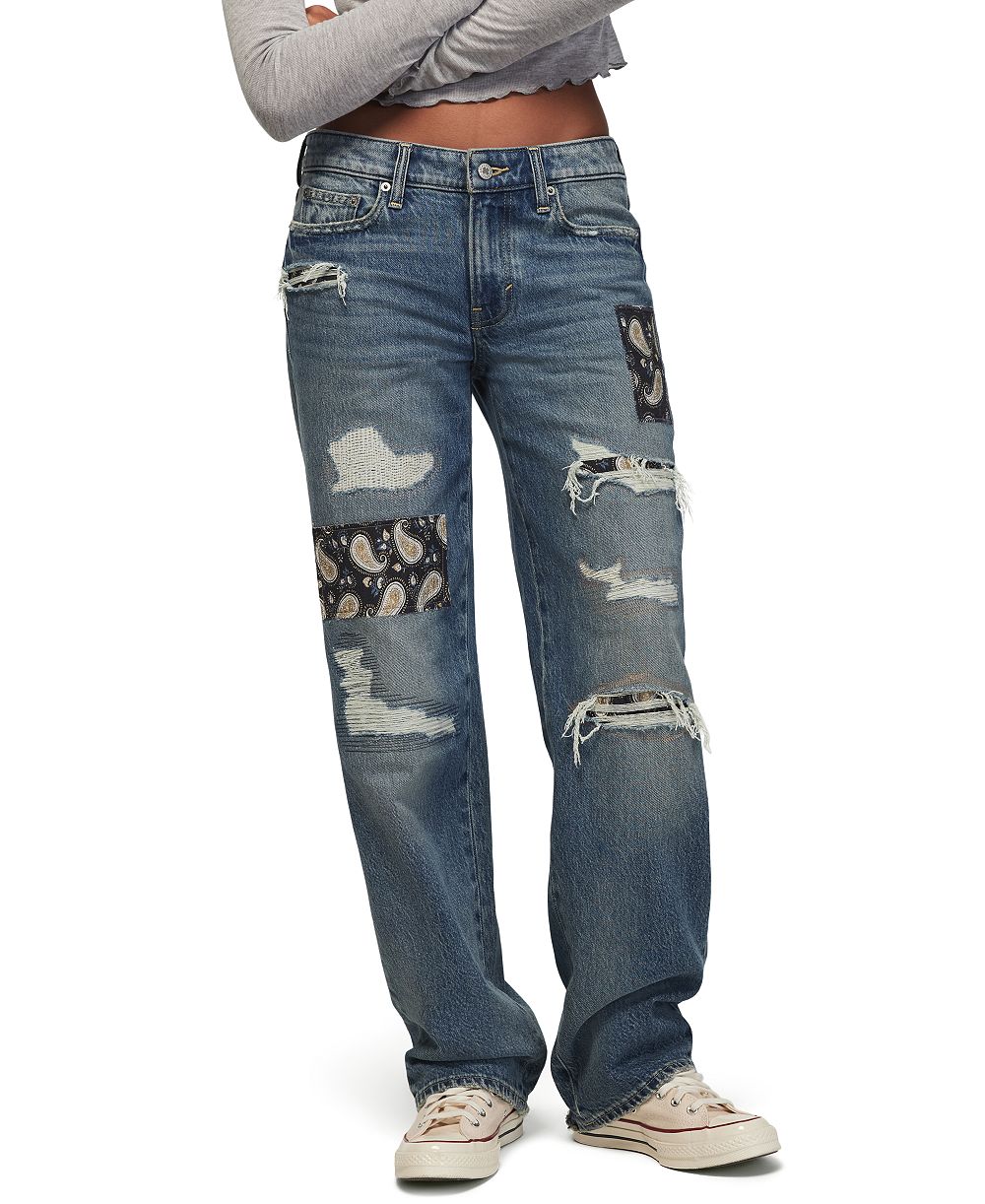 Lucky Brand Women's Lucky Legend Patchwork Baggy Mid-Rise Bootcut Jeans
