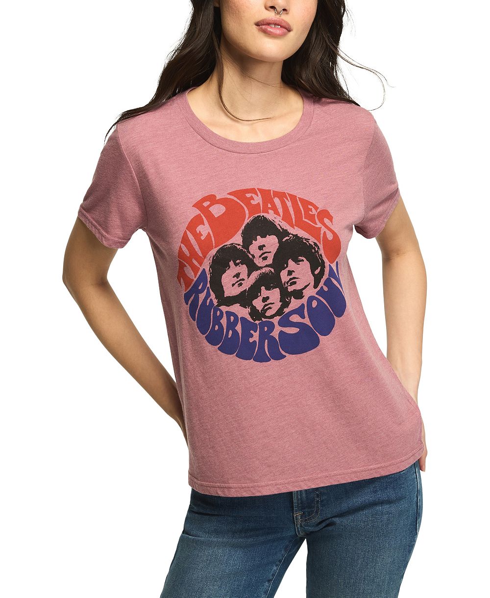 Lucky Brand Женская футболка с принтом The Beatles Rubber Soul Classic Crew Retro