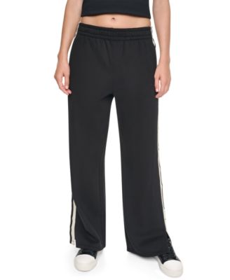 DKNY Sport Women's High-Rise Textured Tape Straight-Leg Track Pants