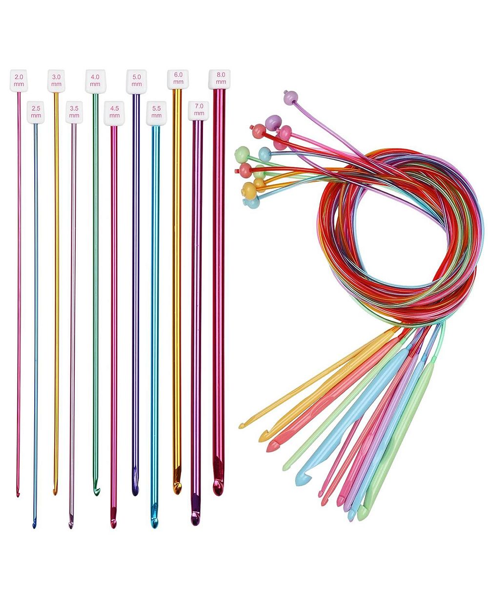 Aeelike Tunisian Crochet Hook Set with Cable - 11 Afghan Hooks 2-8 mm and 12 Hooks 3.5-12 mm, Smooth Long Crochet Needles for Beginners