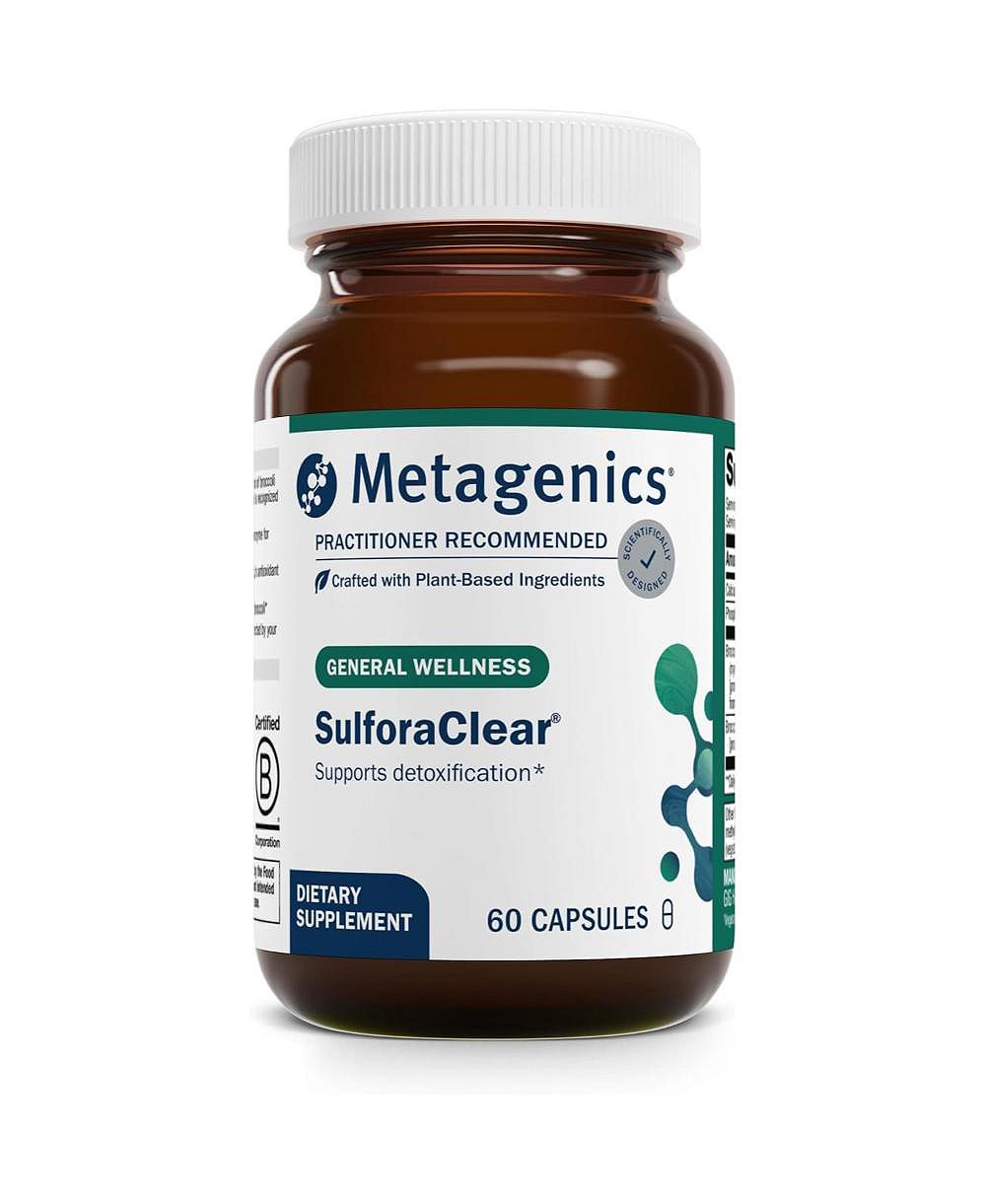 Metagenics SulforaClear Advanced Detox and Antioxidant Support With Broccoli Sprout Extract, Calcium, Phosphorus and Myrosinase 60 Capsules