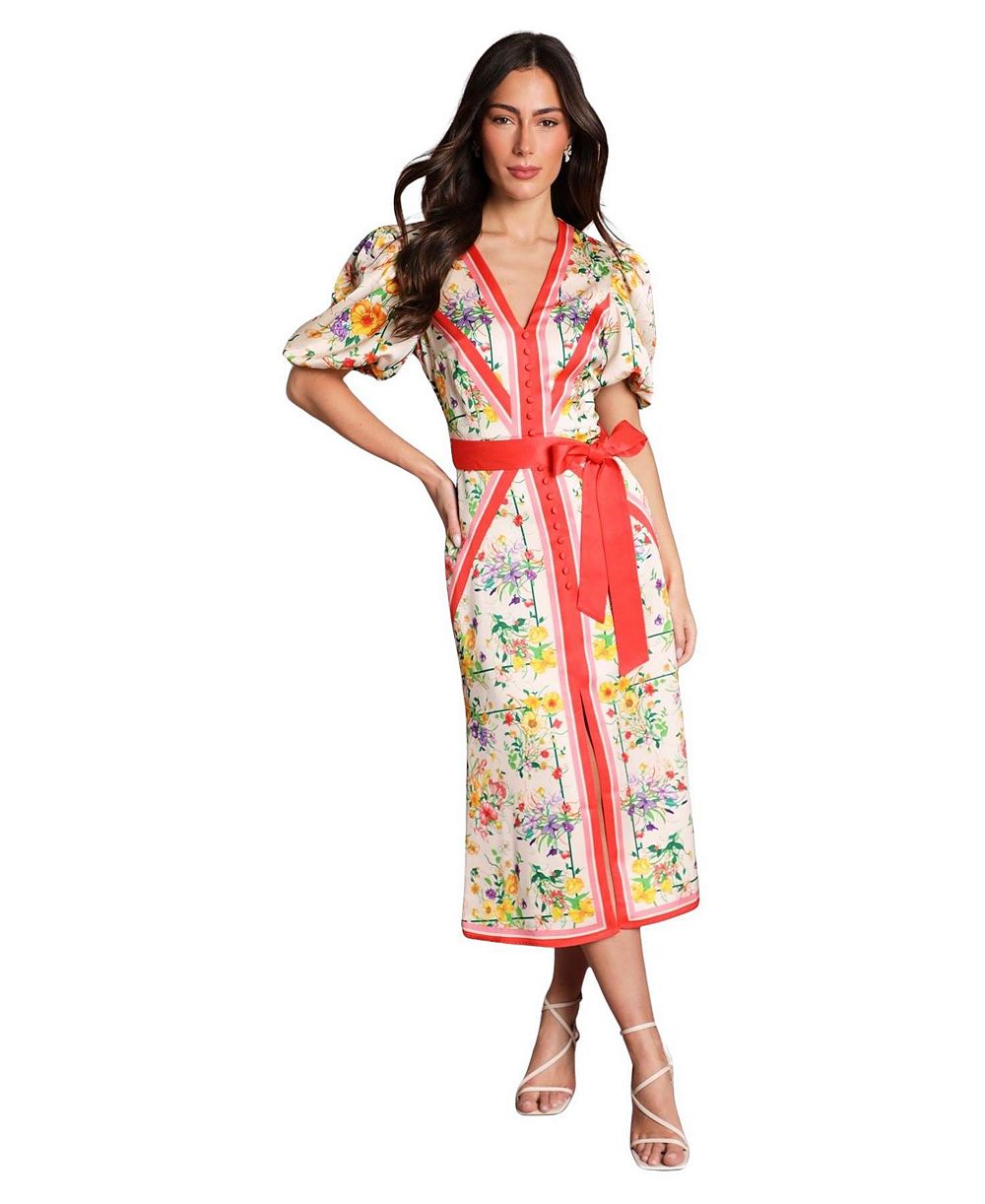 Женское платье Coast Satin Scarf Print V-Neck Midi