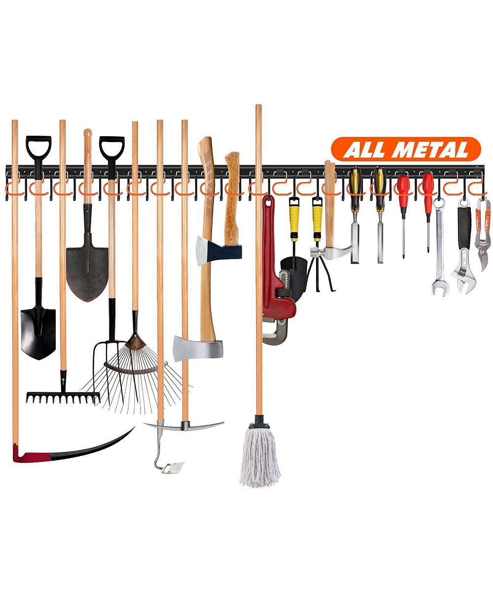 XDOVET Metal Garden Tool Organizer Wall Mount Heavy Duty Hooks Shed Storage Rack