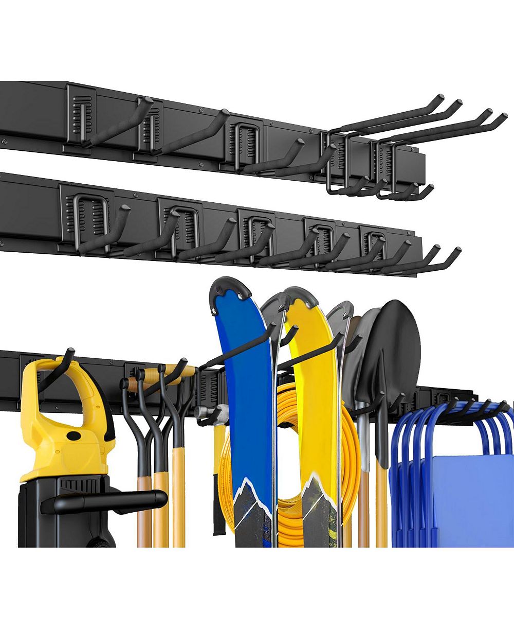 XDOVET Wall Mount Garden Tool Organizer Metal Hooks Rail Rack Holder