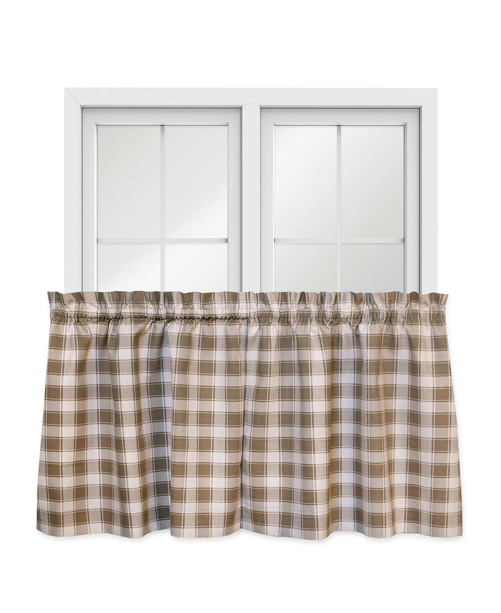 Штора Ellis Curtain Country Check с карманом для штанги, верблюжий цвет