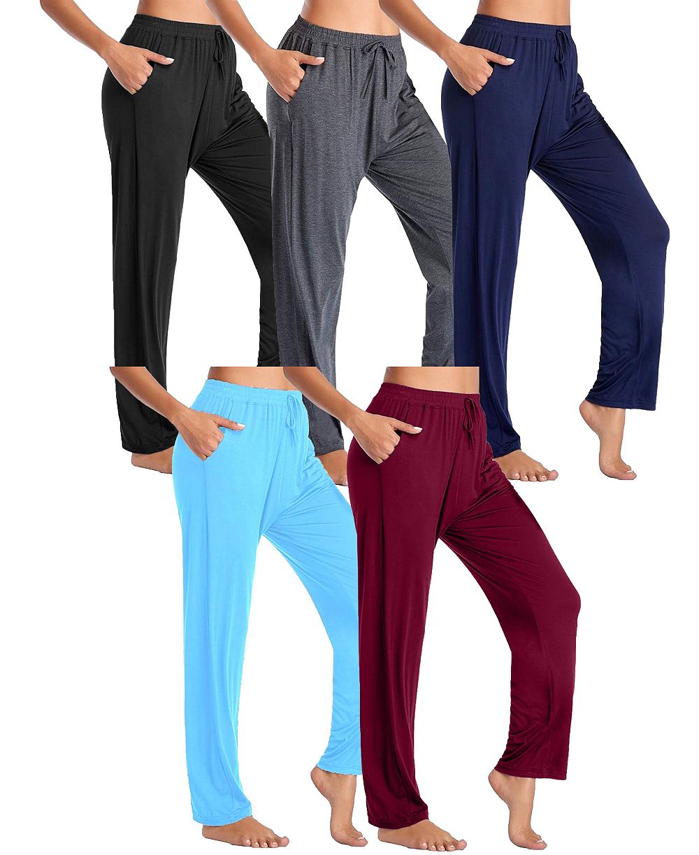Blue Ice Women's Loose Fit Classic Lounge Pants-5 Pack