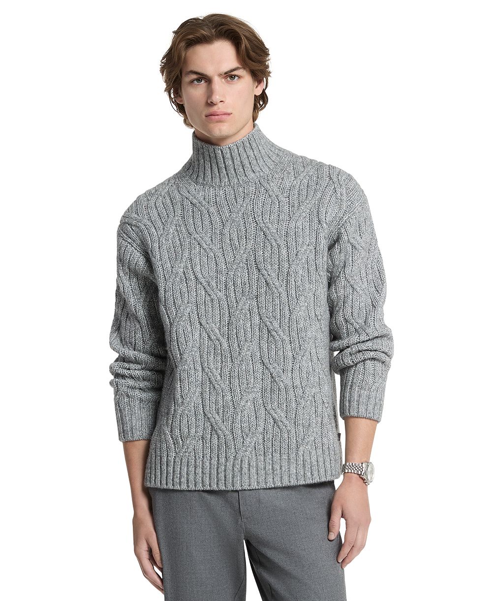 Michael Kors Men's Cable-Knit Turtleneck Wool-Blend Sweater, Created for Macy's