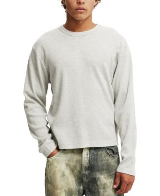 COTTON ON Men's Cropped-Fit Waffle Textured Long-Sleeve T-Shirt