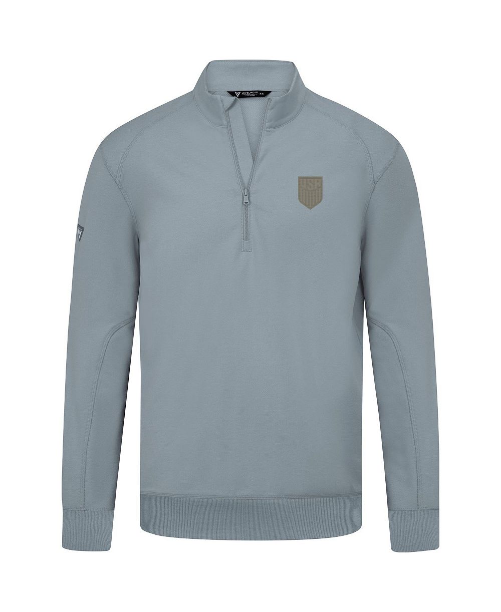LevelWear Men's Gray USMNT Copper Upright Quarter-Zip Tri-Blend Fleece