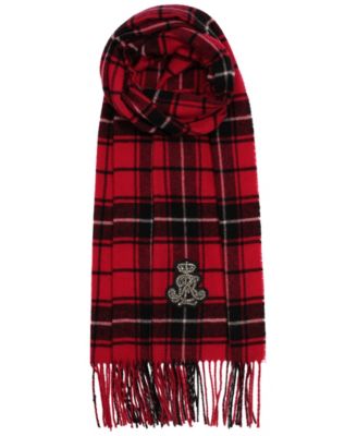 Lauren Ralph Lauren Blackwatch Plaid Scarf with Crystal Patch
