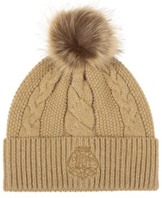 Lauren Ralph Lauren Metallic Direct Embroidery Cable Pom Beanie