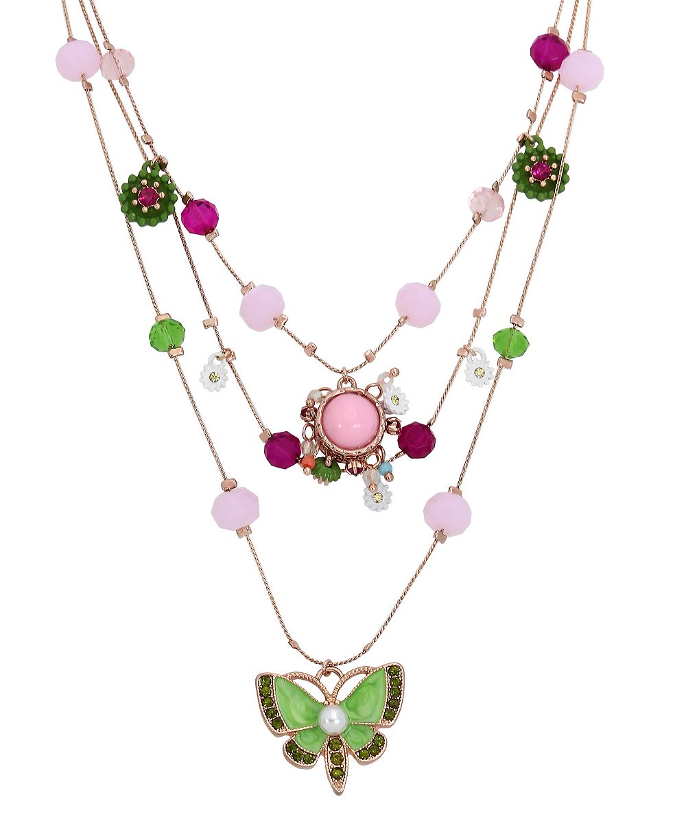Betsey Johnson многослойное ожерелье с подвеской в виде бабочки из искусственного камня