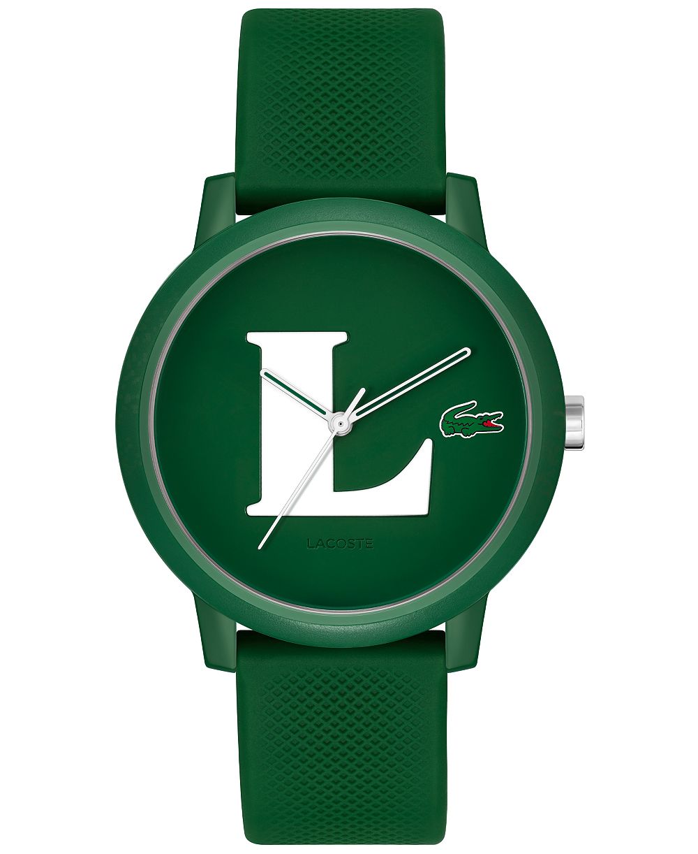 Мужские часы Lacoste с кварцевым механизмом и зеленым силиконовым ремешком 42mm