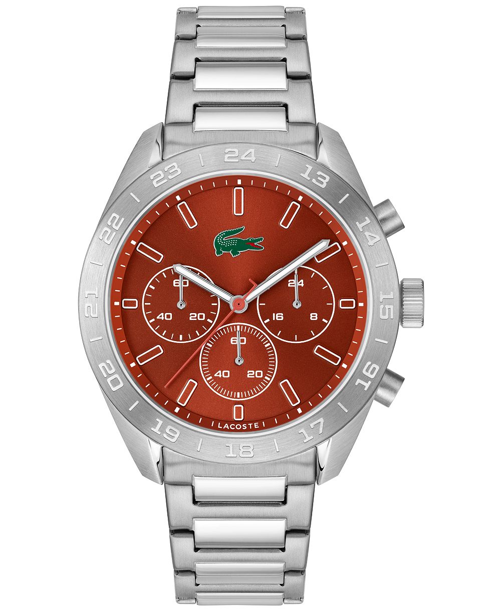 Lacoste Men's Quartz Boston Silver-Tone Stainless Steel Bracelet Watch 42mm