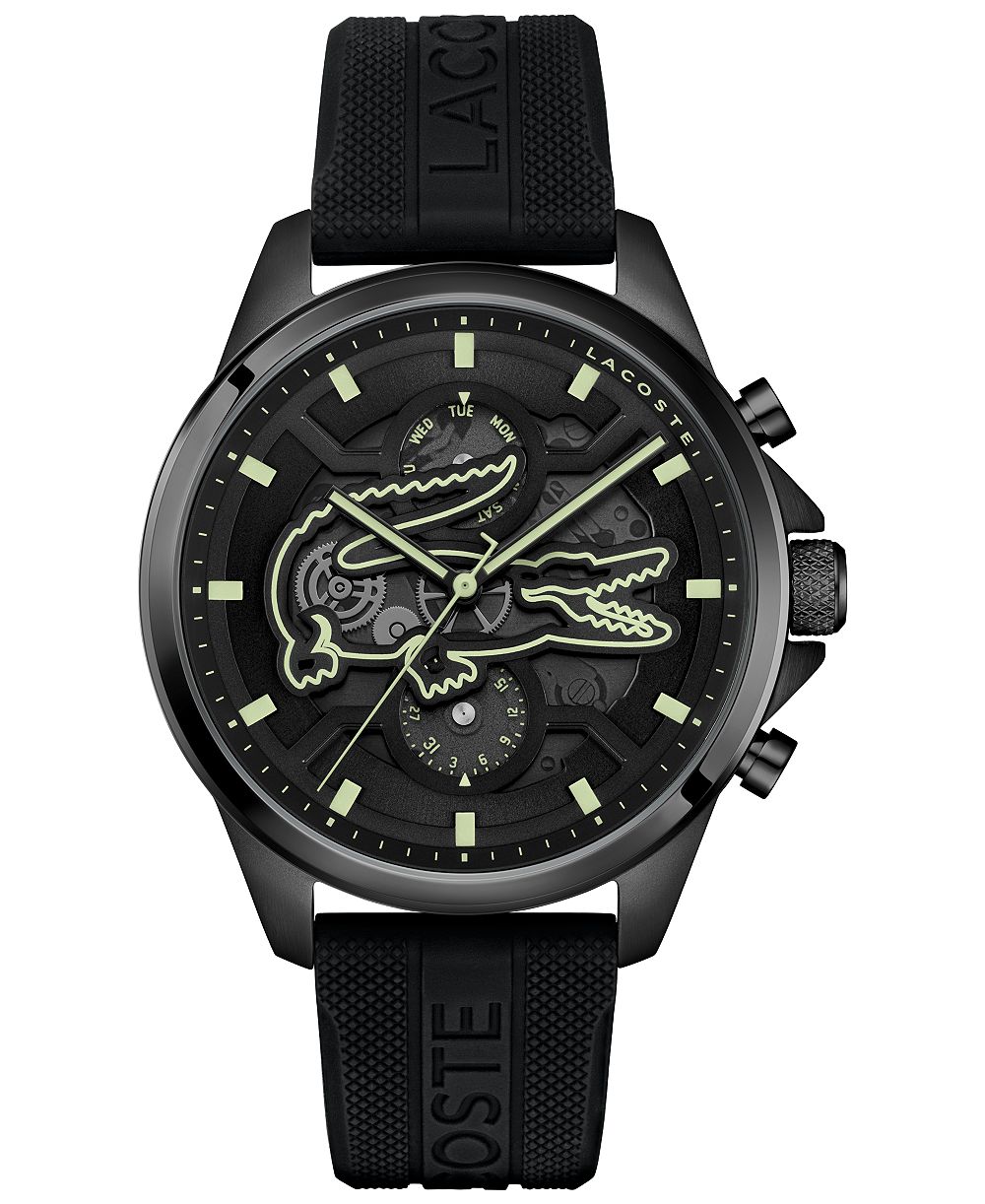Мужские кварцевые часы Lacoste Arthor с черным силиконовым ремешком 43mm