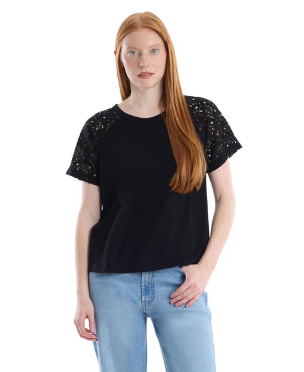 WILT Women's Lace Raglan Sleeve Tee
