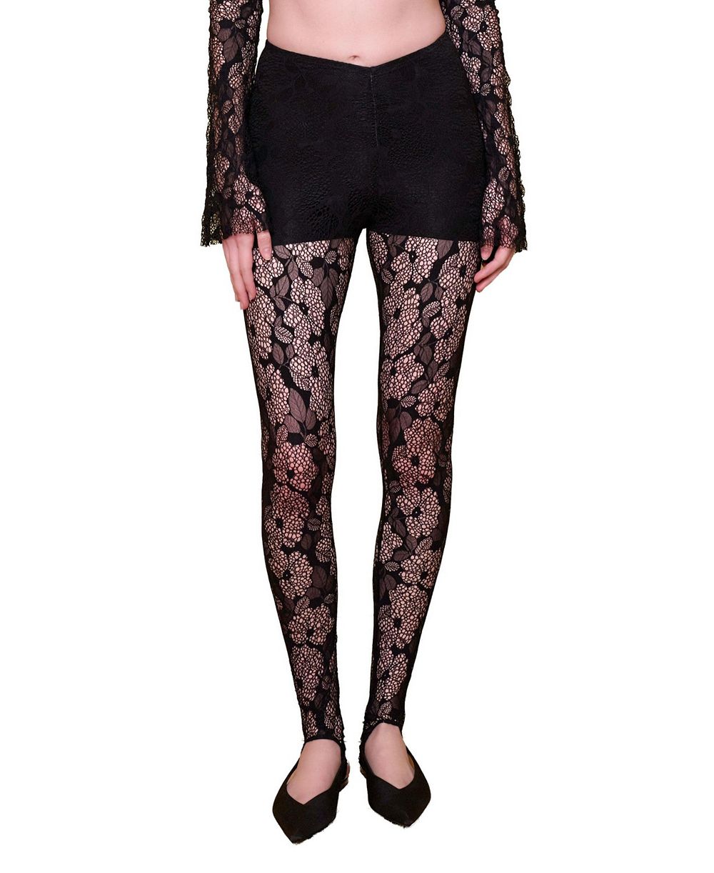PCFG Women's The Party Edit Lace Leggings with Built In Ribbed Shorts