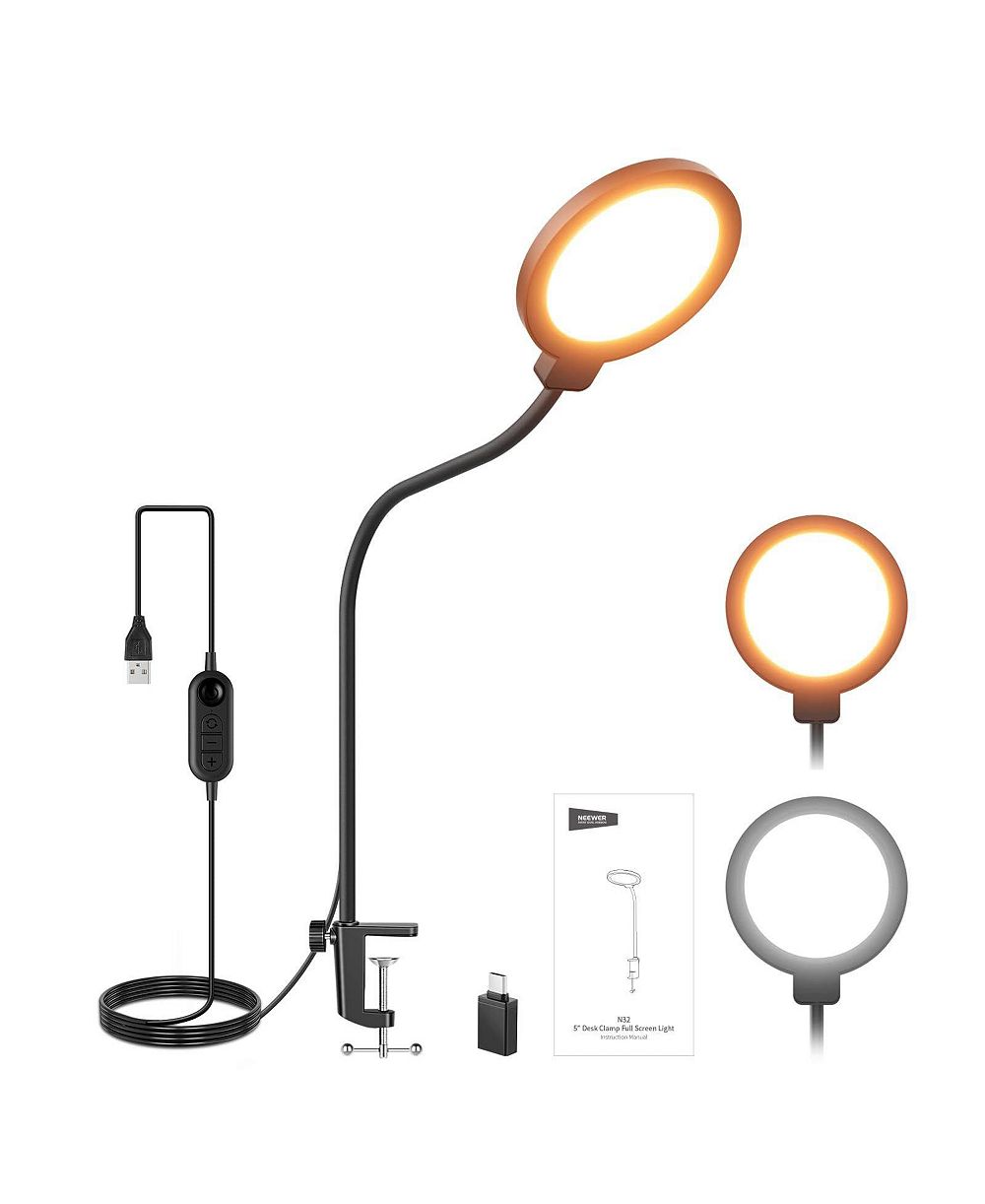 Neewer N32 USB Desk Clamp Ring Light for Video Calls, Streaming, and Beauty Content