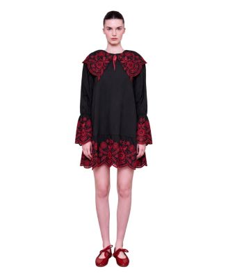Женское мини-платье PCFG The Broderie Anglaise с вышивкой