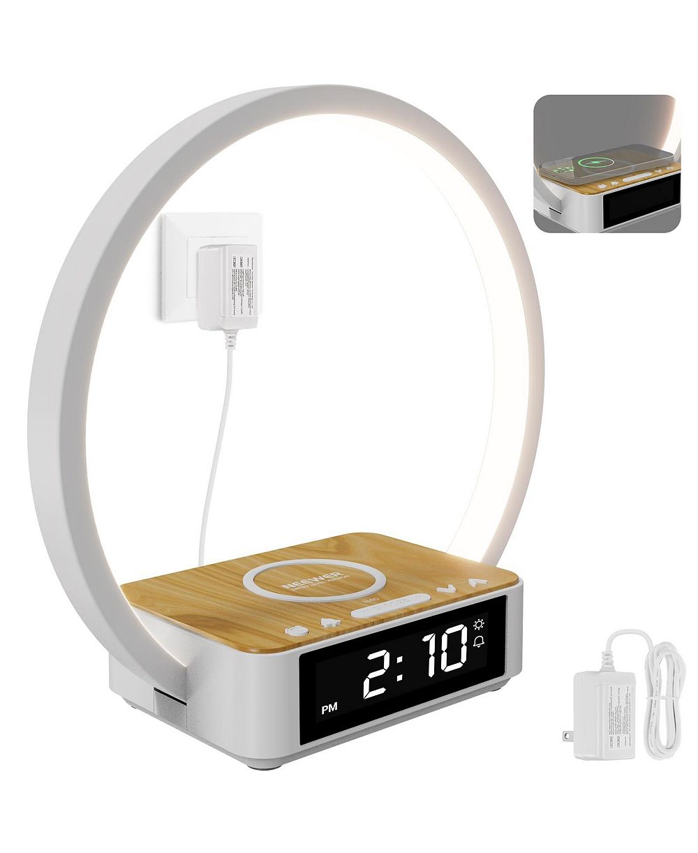 Neewer Entry Level N40 LED Bedside Lamp with 15W Qi Wireless Charger and Alarm Clock