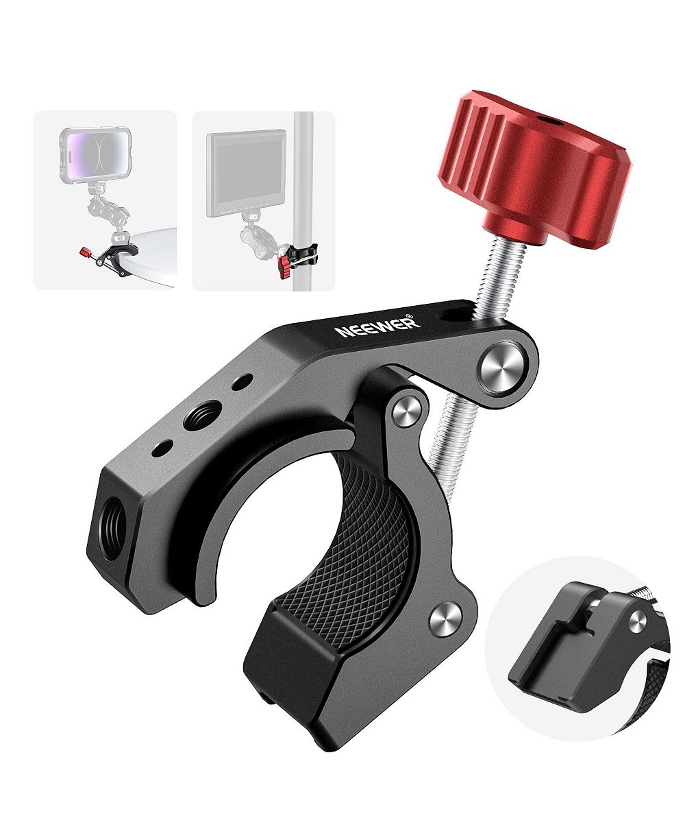 Neewer Super Clamp with Cold Shoe and 1/4 Inch 3/8 Inch Thread Holes, ST81