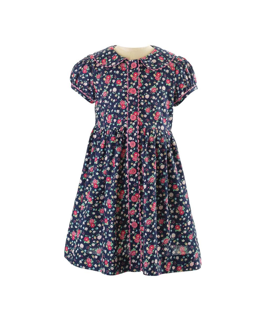 Rachel Riley Детское платье для девочек 2-10 лет, Navy Floral Button-front