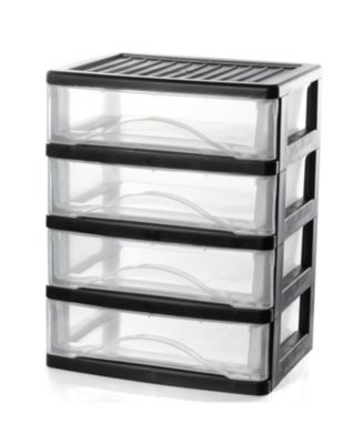 XDOVET 4-Drawer Stackable Desktop Organizer Plastic Storage Cabinet Home Office Kitchen Pantry