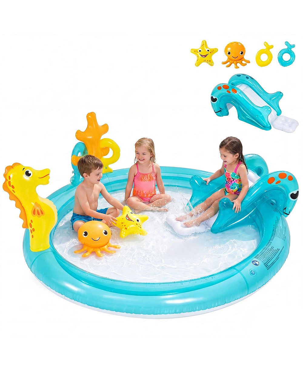 Надувной водный игровой центр AOFAR Inflatable Pool Water Sprayer Slide Swim Center Playyard