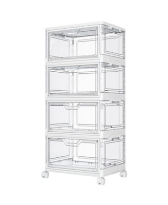 XDOVET 4-Tier Stackable Storage Bins with Wheels Lids