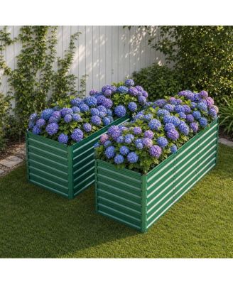 Asagikoiai 2-Piece Large Metal Outdoor Planter Box with Open Base for Backyard