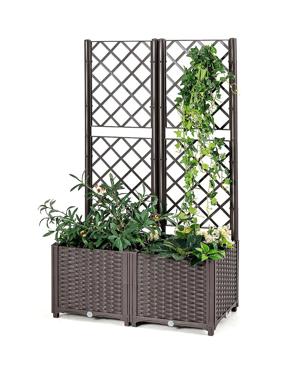 Садовая грядка Gymax Raised Garden Bed with Trellis Planter Box for Climbing Plants