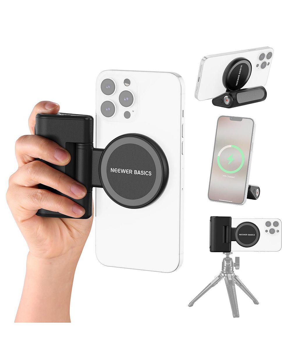 Neewer Basics Magnetic Phone Camera Grip Handle with Shutter Remote Compatible with MagSafe iPhone ONLY, WS-25001