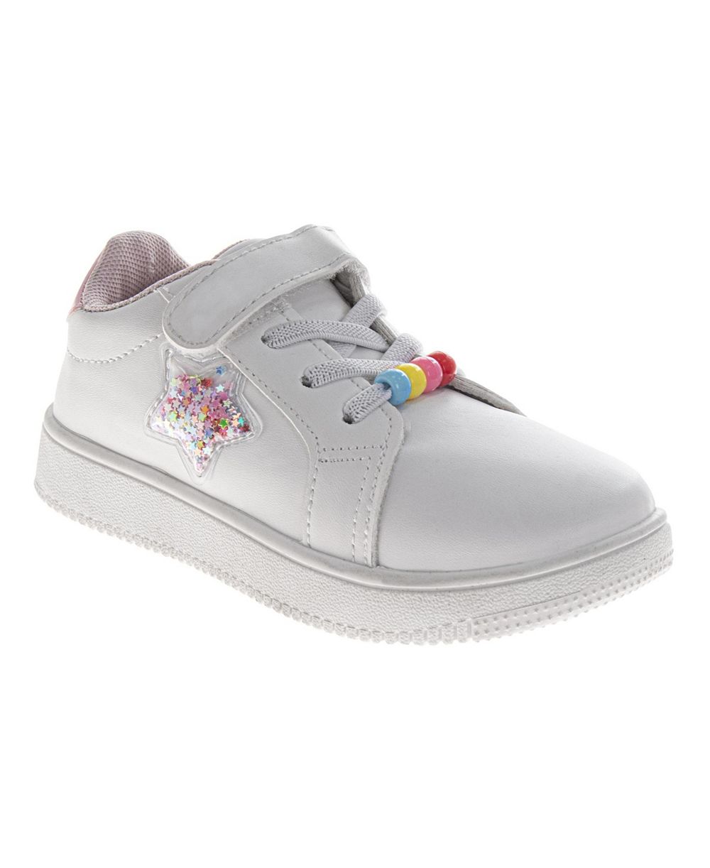 Laura Ashley Little Girls (5-10) Hook-and-Loop Star Casual Shoes with Rainbow Charm Detail Fashion Sneakers (Toddler)