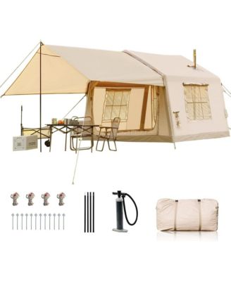 ABORON 4-Season Inflatable Camping Tent - Easy Setup Blow Up Tent with Hand Pump,Windproof and Breathable - Fits 2-8 People