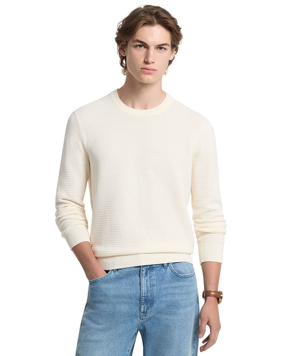 Michael Kors Men's Textured Cotton Crewneck Sweater