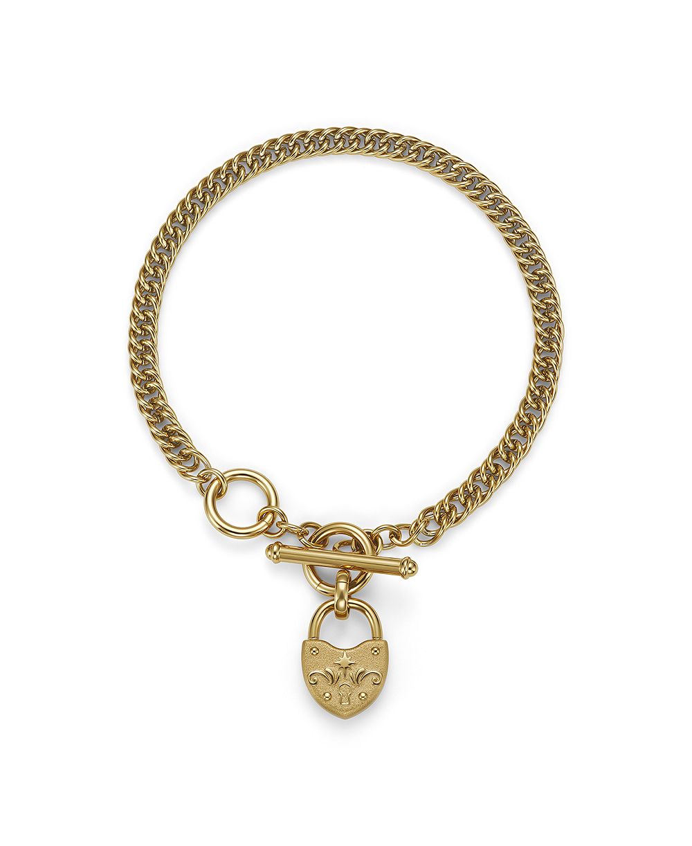 Olivia Burton Women's Lock Heart Toggle Gold-Tone Stainless Steel Bracelet