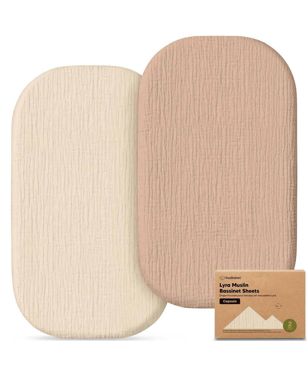 KeaBabies Набор из 2 натяжных простыней для люльки Lyra Muslin, для Maxi-Cosi, 33x20 Oval, Capsule