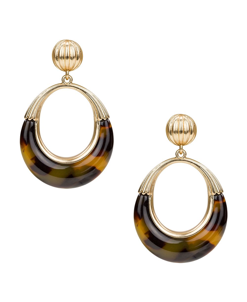 Серьги Patricia Nash Pave Tortoise Resin Collection Doorknocker