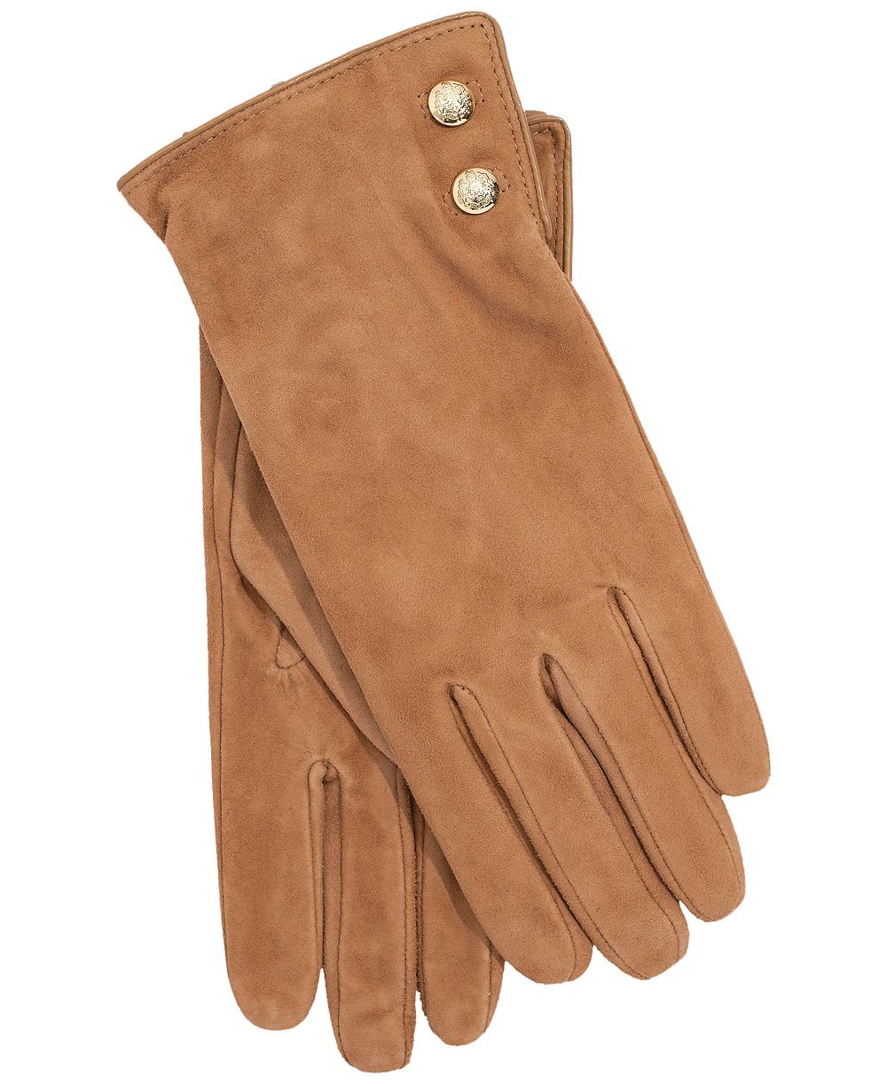 Lauren Ralph Lauren Suede Crest Button Gloves
