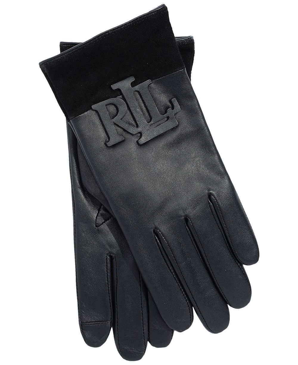 Lauren Ralph Lauren Raised Logo Leather Touch Gloves