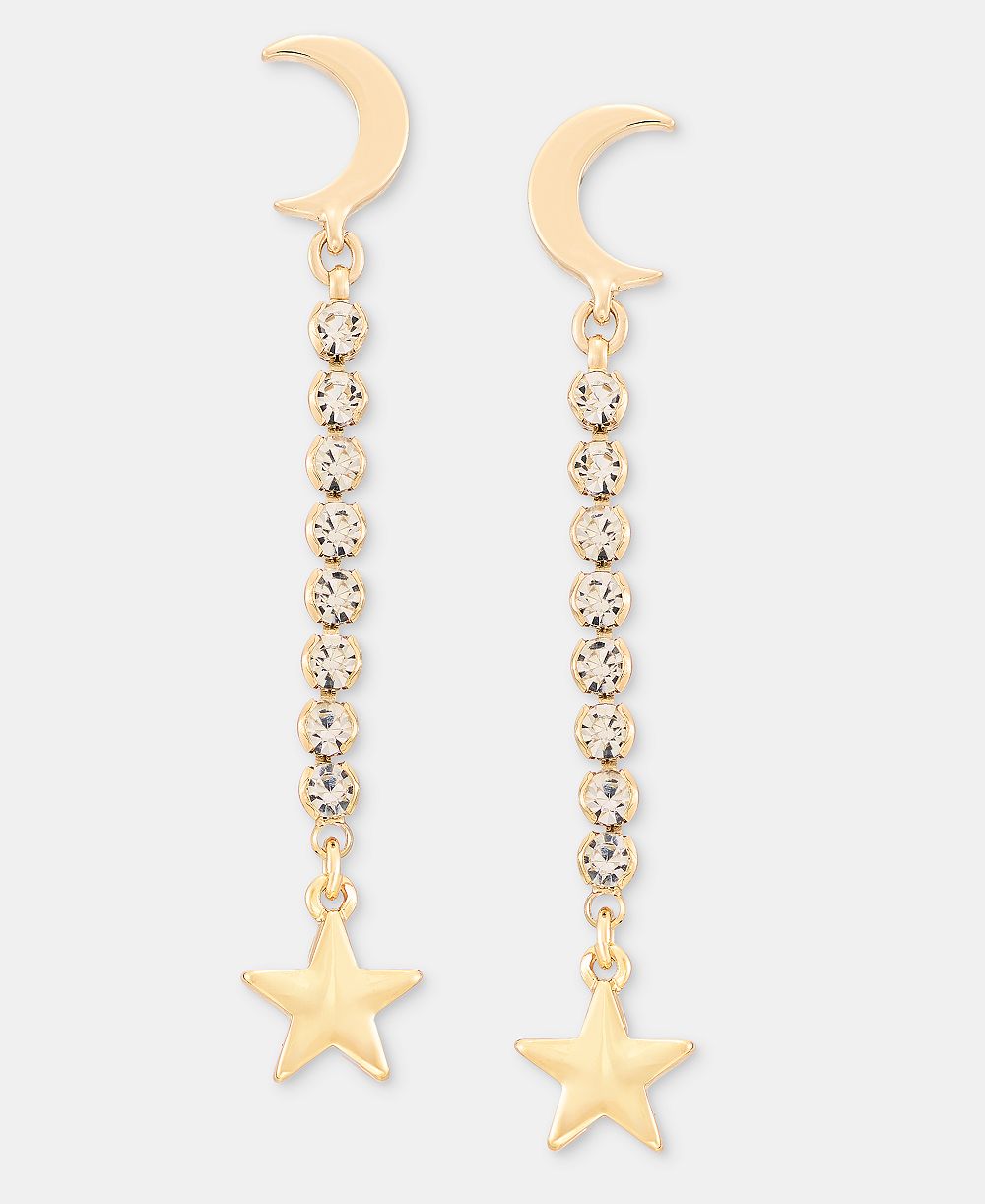 KARL LAGERFELD PARIS линейные серьги-подвески Crystal Star & Moon