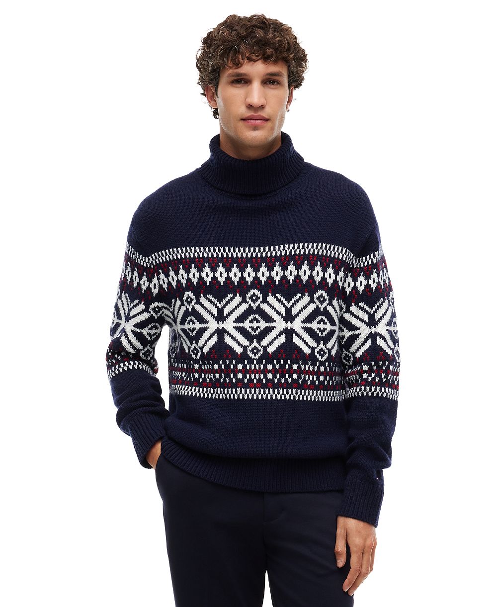 Tommy Hilfiger Men's Fair Isle Wool-Blend Roll Neck Sweater