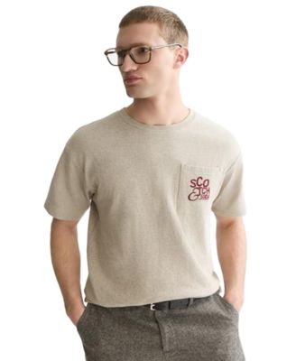 Мужская футболка SCOTCH & SODA с круглым вырезом, накладным карманом на груди и принтом с изображением искусства