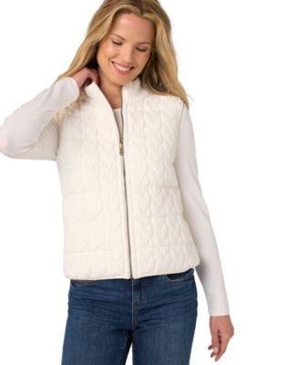 Liverpool Los Angeles Women's Reversible Quilted Cable-Knit Sweater Vest