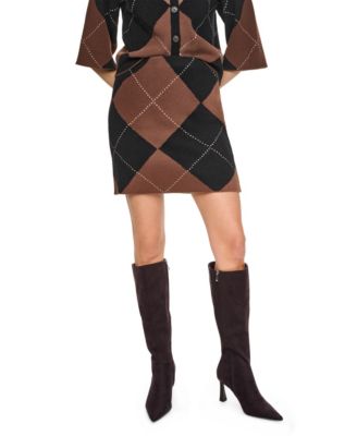 DKNY Jeans Women's Fuzzy Argyle A-Line Mini Skirt