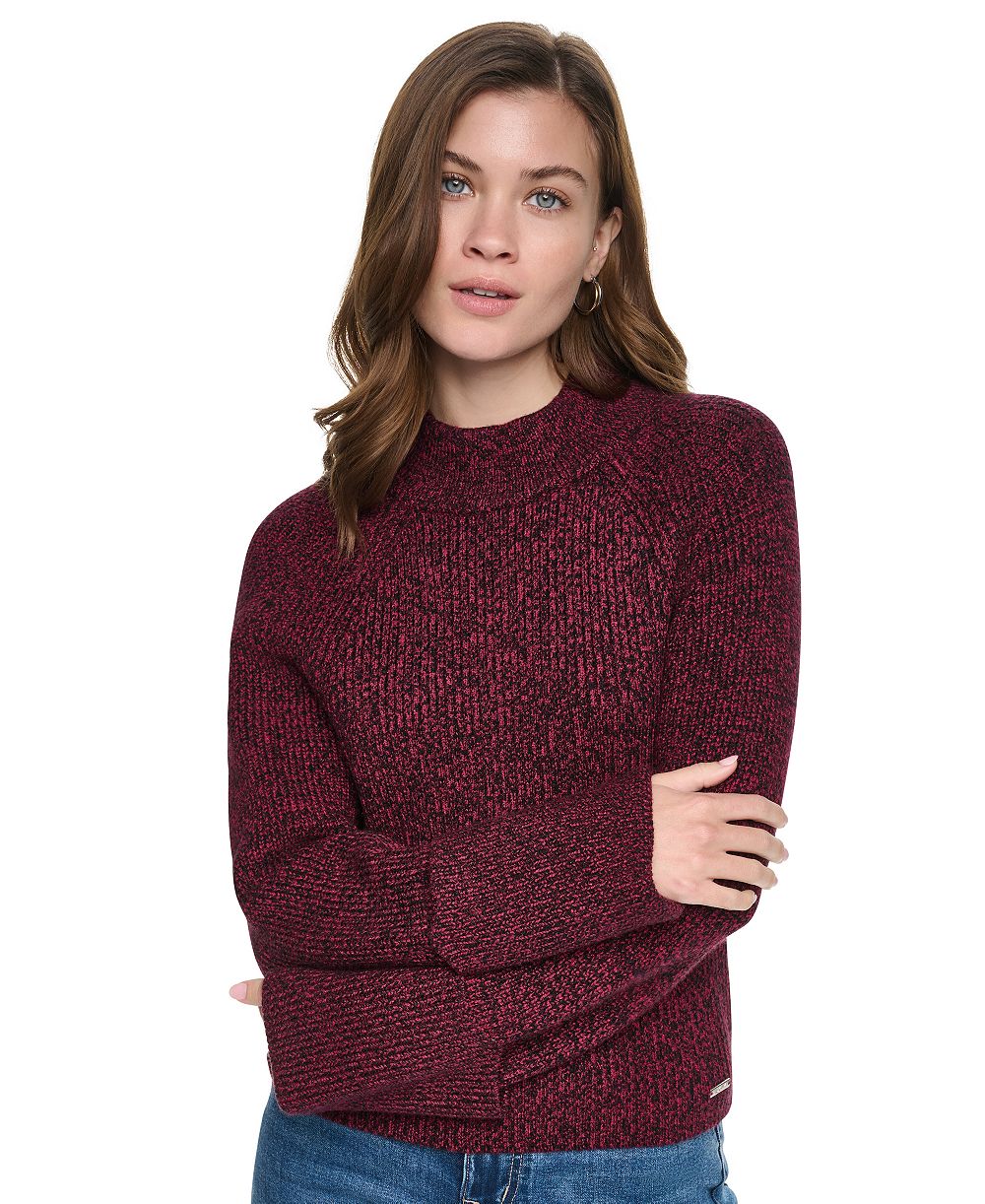 DKNY Jeans Women's Long-Sleeve Mock-Neck Raglan Sweater