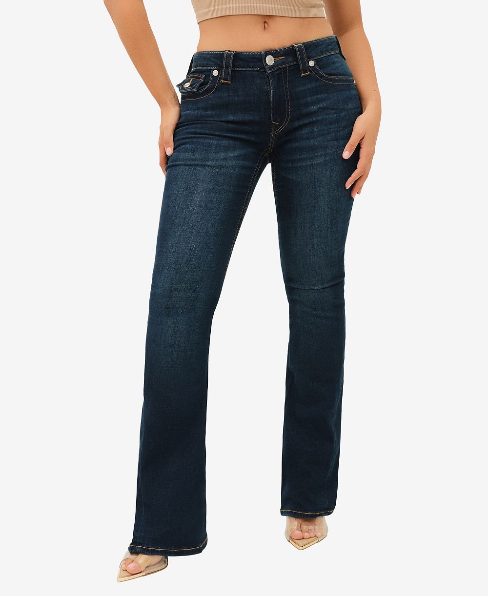 True Religion Women's Joey Mid-Rise Flare Flap Jeans